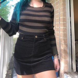 Forest green and black striped long sleeve shirt